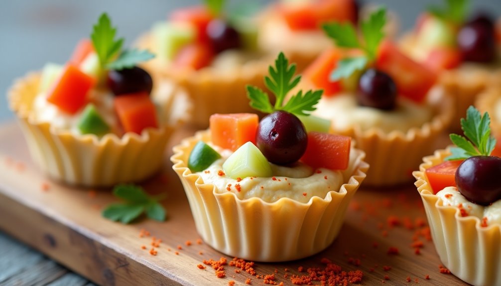 appetizing vegetable filled hummus cups