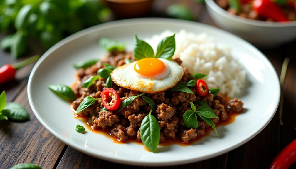aromatic thai basil beef dish