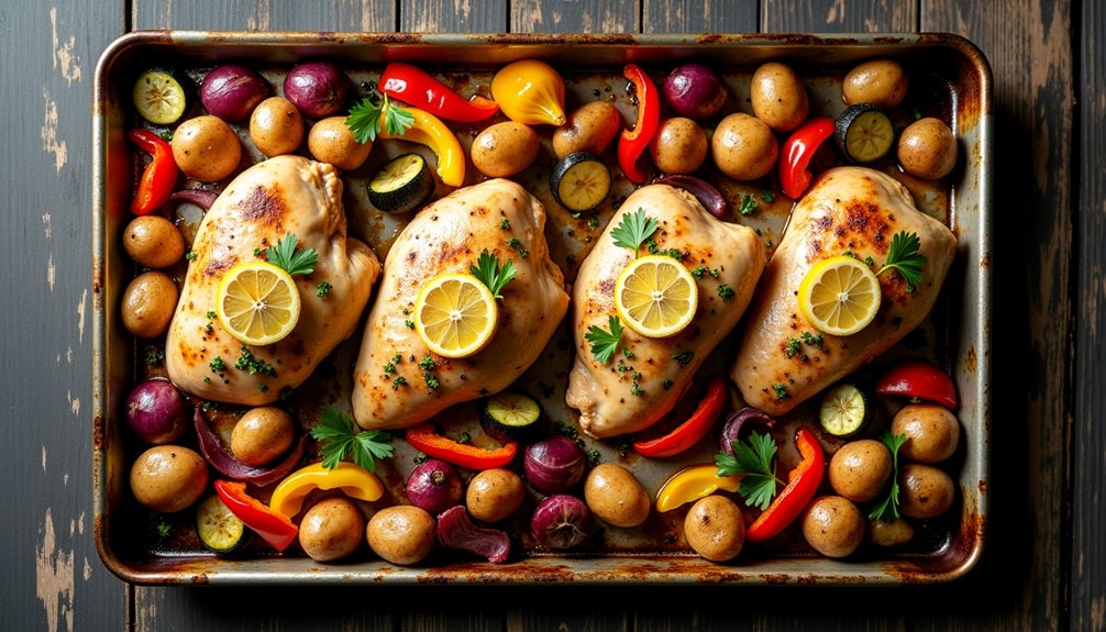 baked lemon herb chicken and vegetables