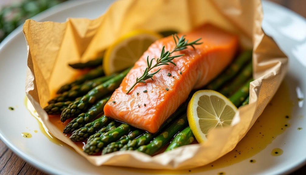 baked salmon in parchment packet