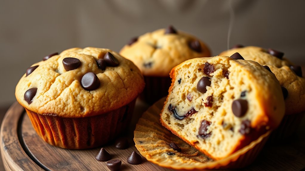 banana infused chocolatey breakfast muffins