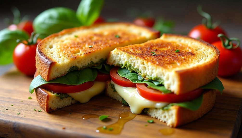 cheese melty pesto flavorful caprese delightful