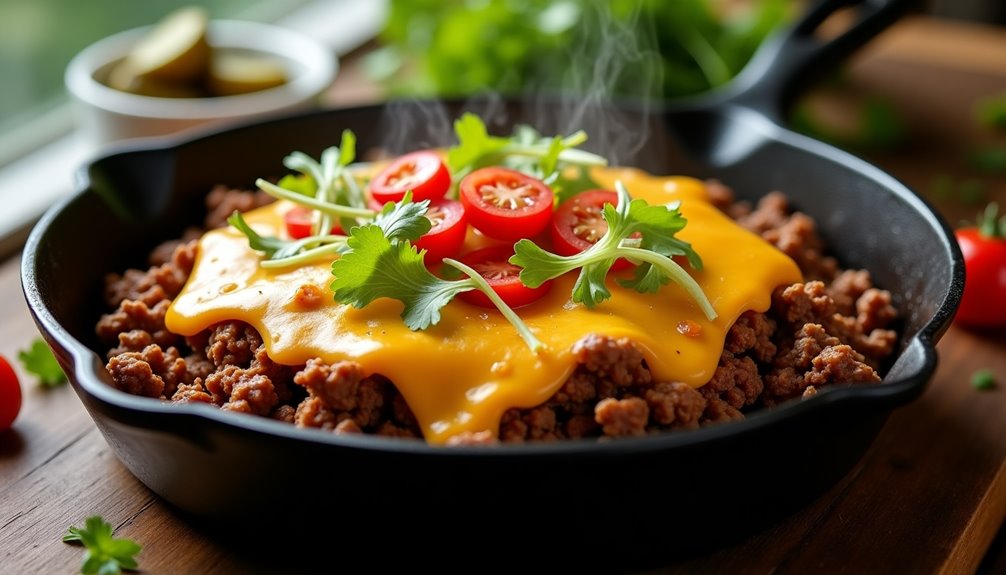 cheesy burger inspired skillet dish