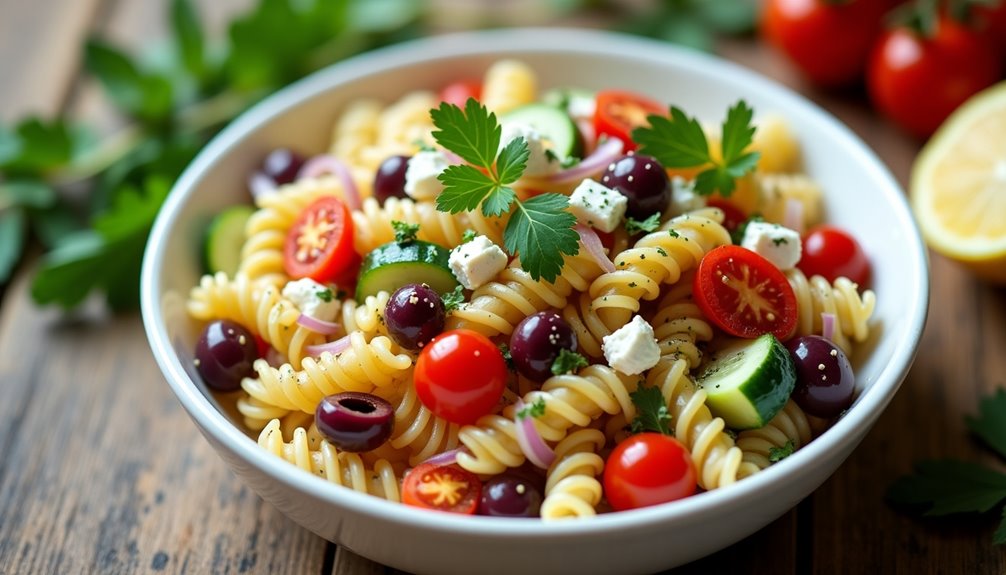 chickpea based greek pasta salad
