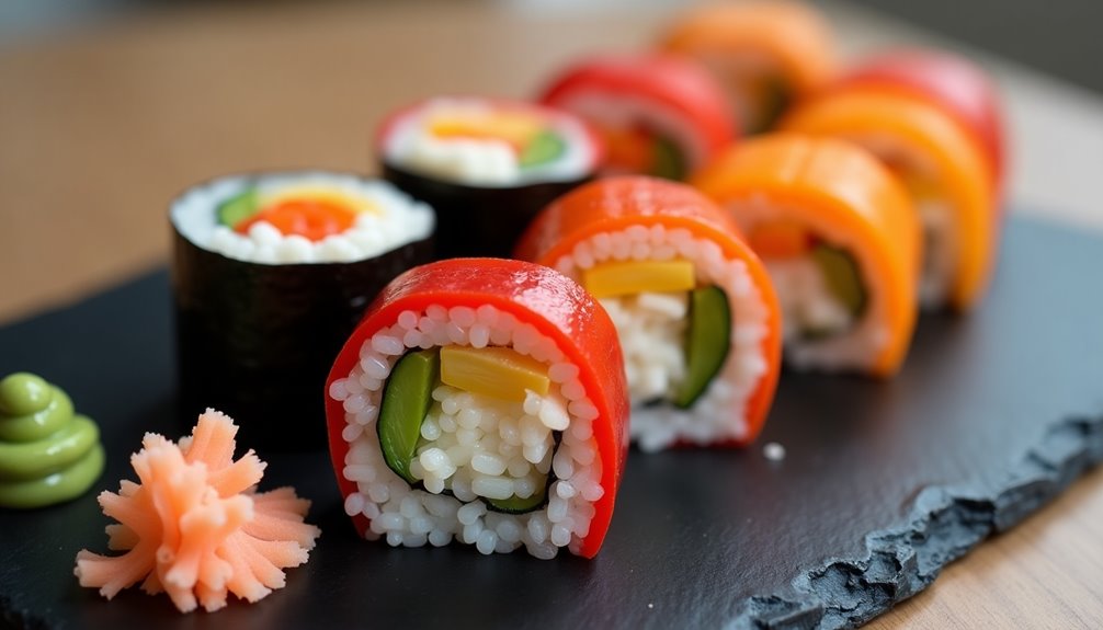 colorful vegetable sushi rolls