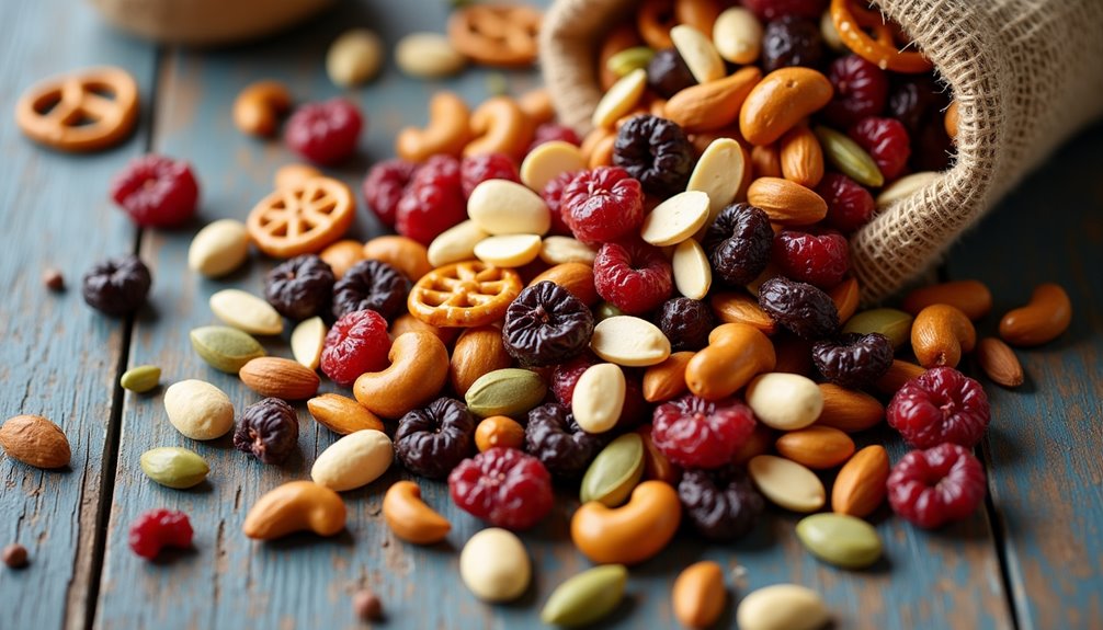 combination of nuts and dried fruits