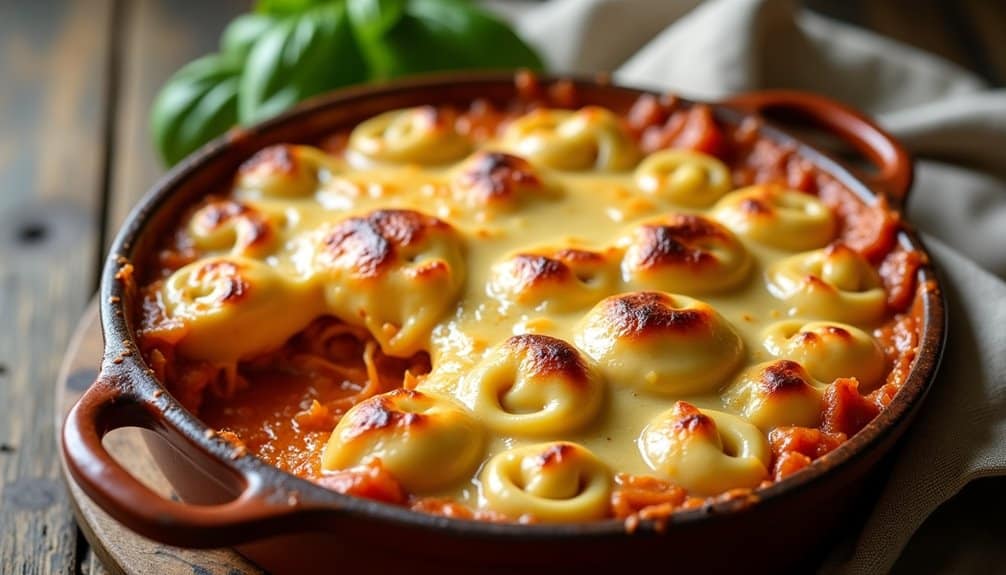 creamy cheesy baked tortellini