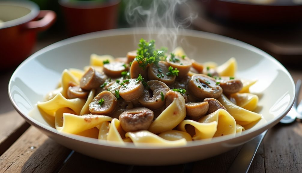 creamy savory beef pasta dish