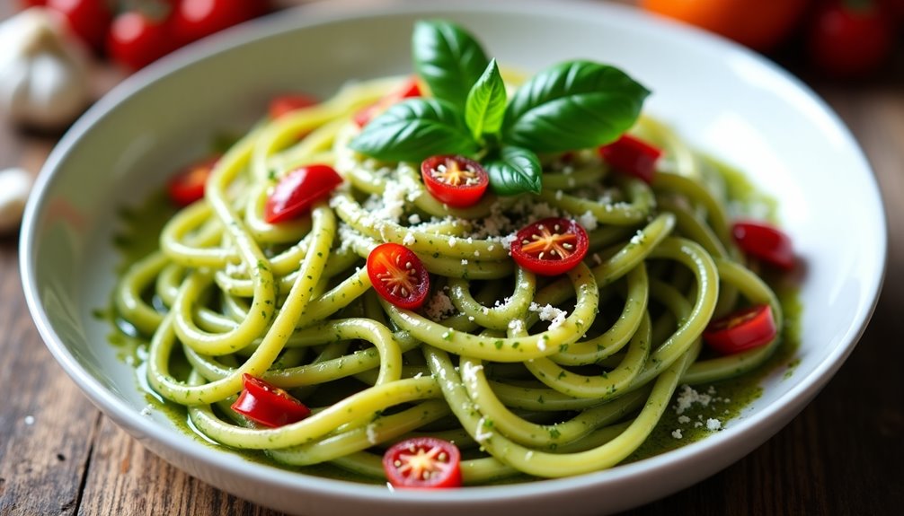 creamy sun dried pesto infused pasta