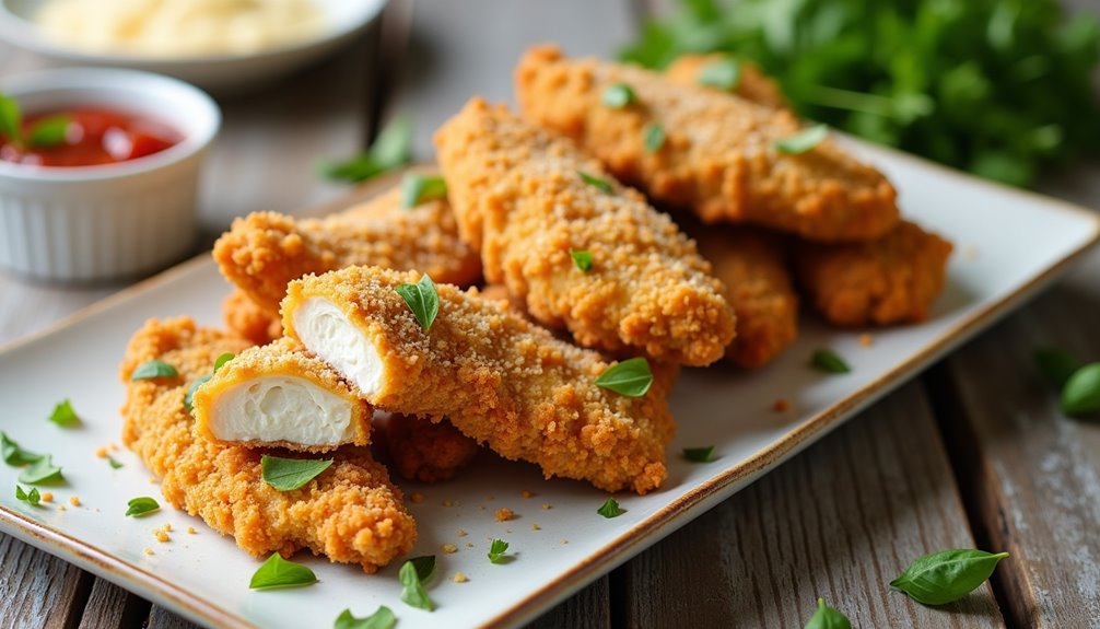 crispy chicken coated in parmesan