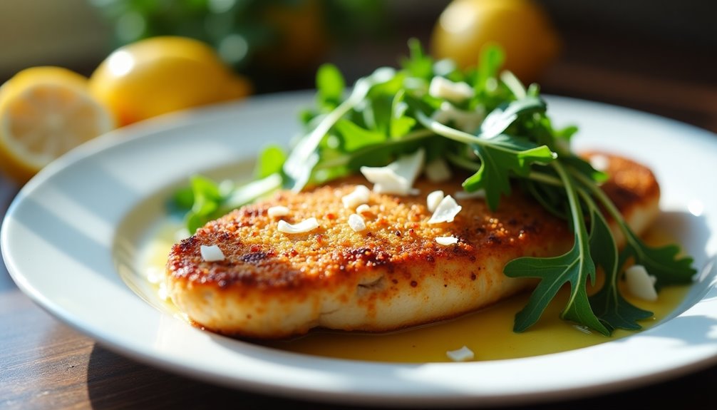 crispy savory chicken fresh arugula salad