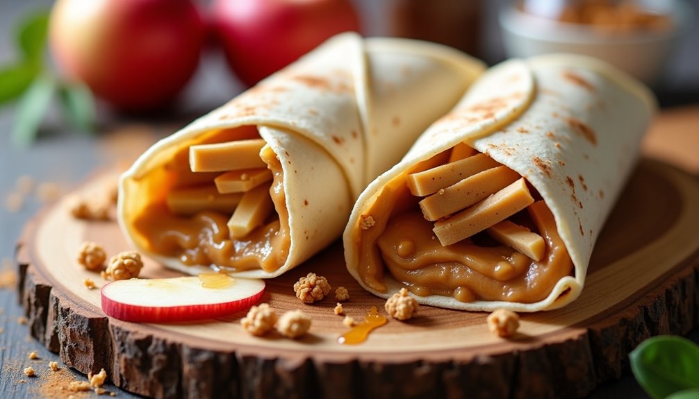 crunchy apple peanut butter wraps