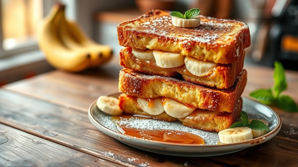 decadent banana infused french toast