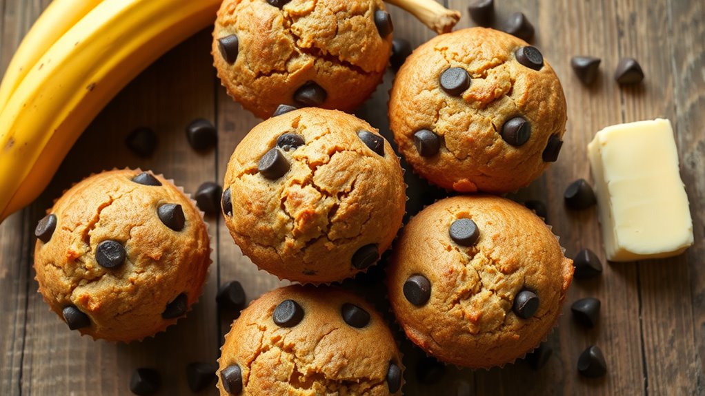 delectable banana infused chocolate chip muffins