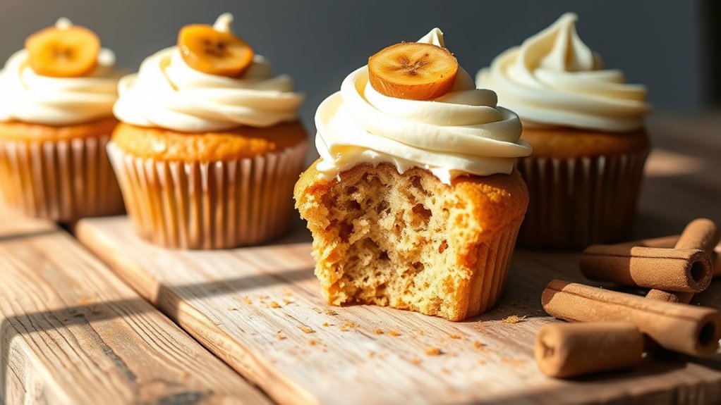 delectable banana infused cupcakes with creamy frosting