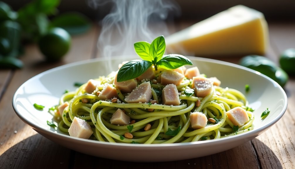 fast pasta with tuna pesto