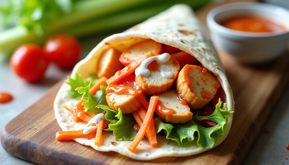 fiery chicken filled tortilla snack