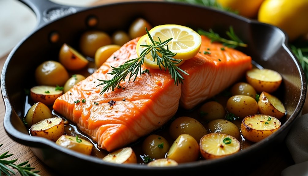 flavorful baked salmon with potatoes