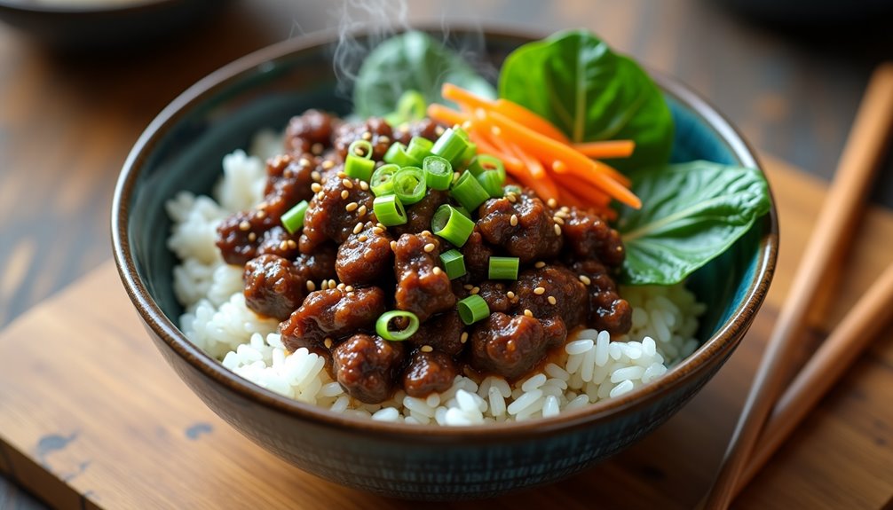 flavorful ground beef rice bowl