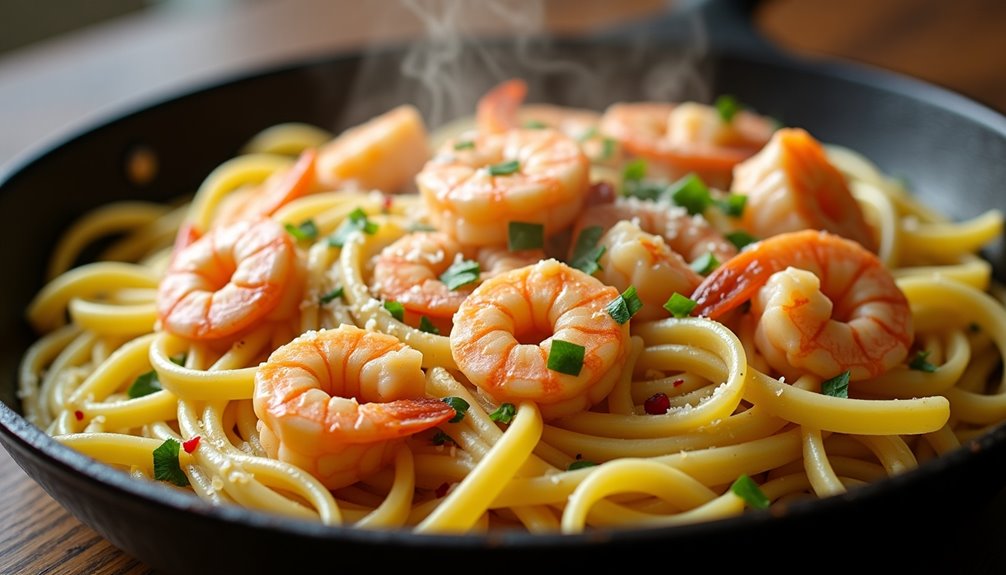 flavorful one pan shrimp pasta dish