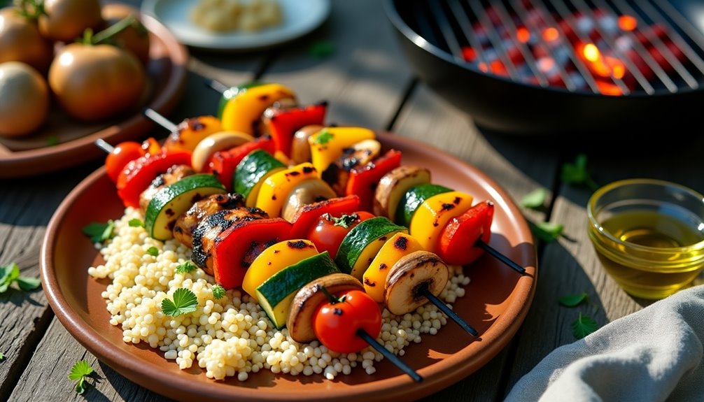 flavourful vegetarian skewered quinoa dish