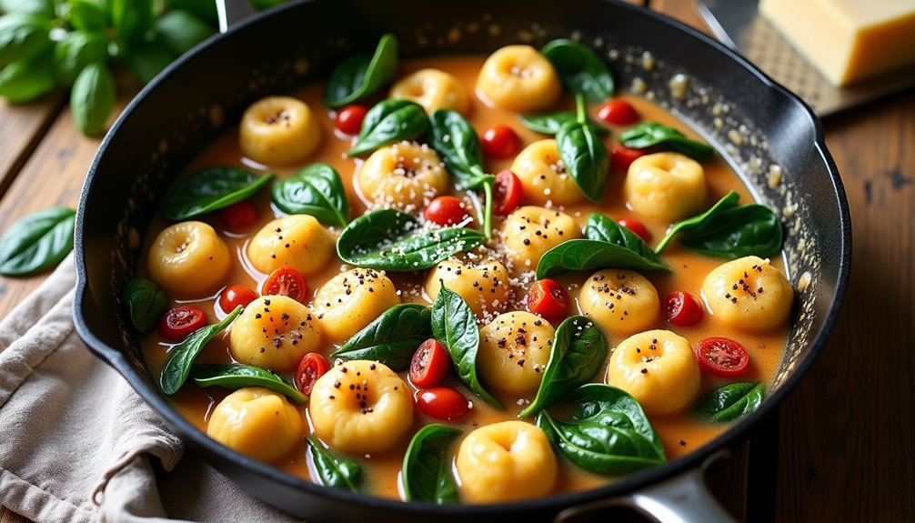 handmade italian potato dumplings with greens