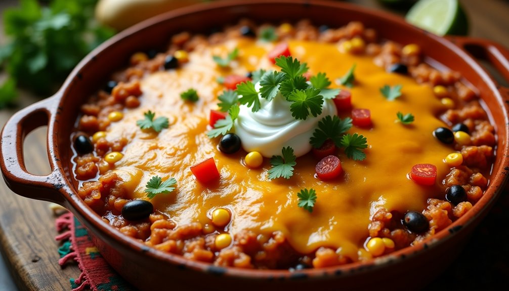 hearty baked enchilada infused rice dish