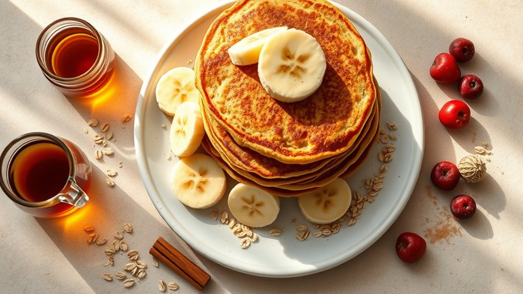 hearty banana infused oatmeal breakfast pancakes