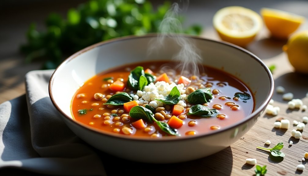 hearty greek inspired vegetable lentil soup