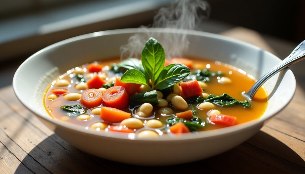 hearty vegetable rich minestrone soup