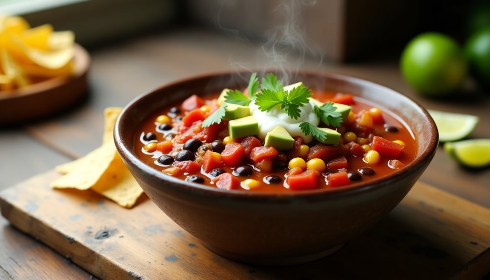 hearty vegetarian chili with three beans
