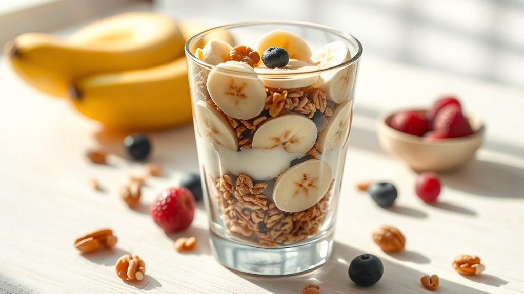 layered fruit breakfast parfait