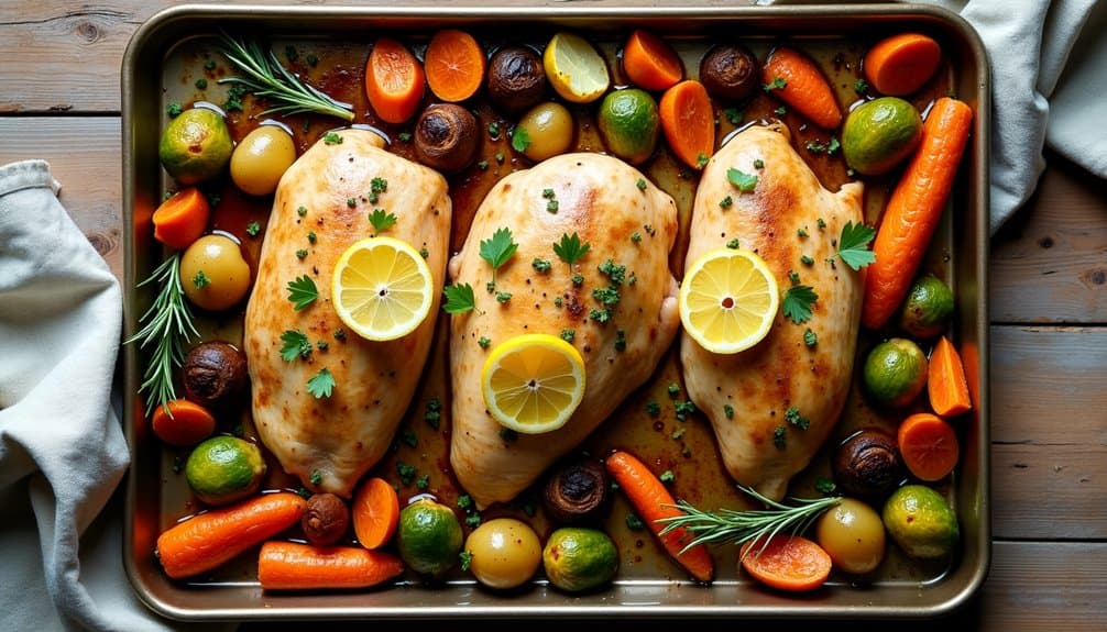 lemon herb roasted chicken and veggies