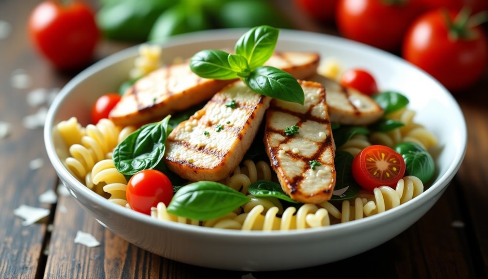 nutrient dense grilled chicken pasta dish
