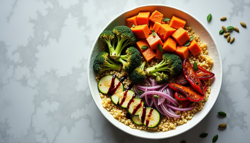 nutrient dense vegetable based quinoa bowl