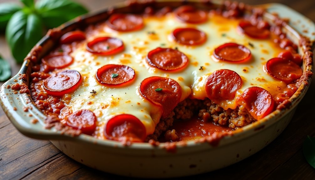pizza inspired meaty casserole bake
