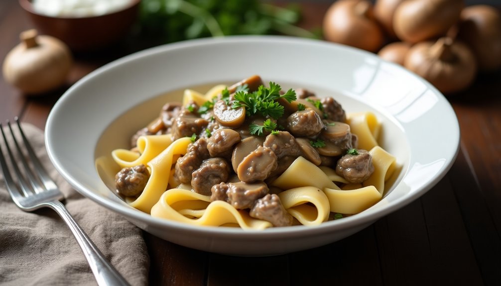 quick and savory beef stroganoff