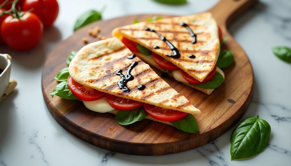 quick caprese cheese quesadilla