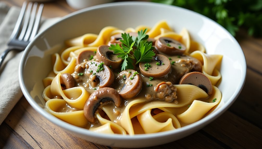 quick savory beef stroganoff