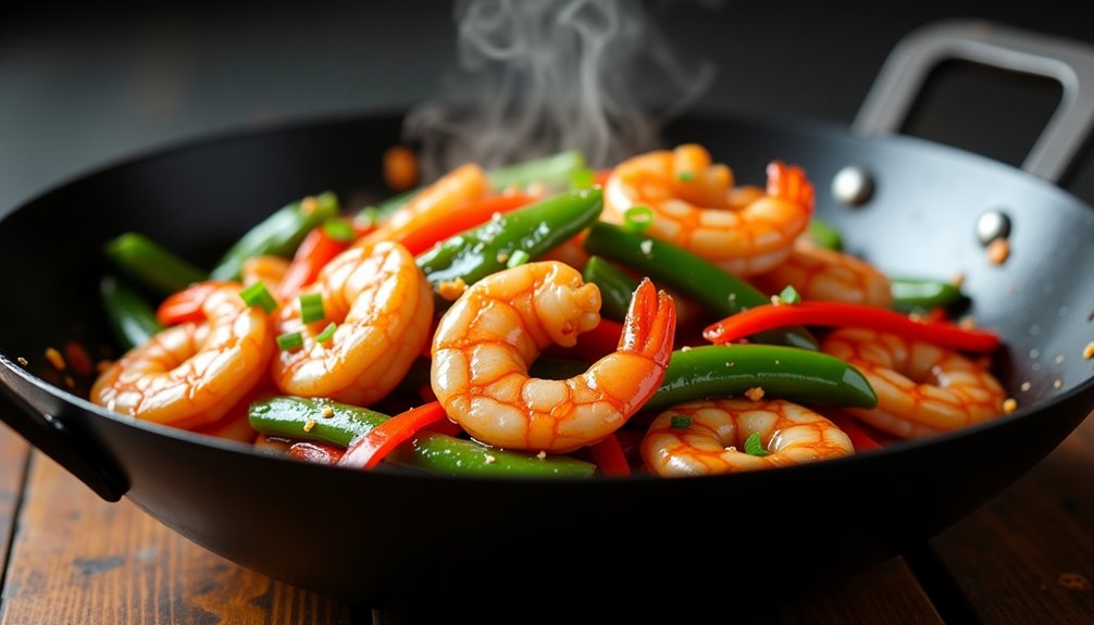 quickly cooked garlicky shrimp stir fry