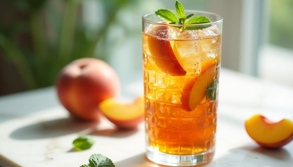 refreshing peachy carbonated beverage