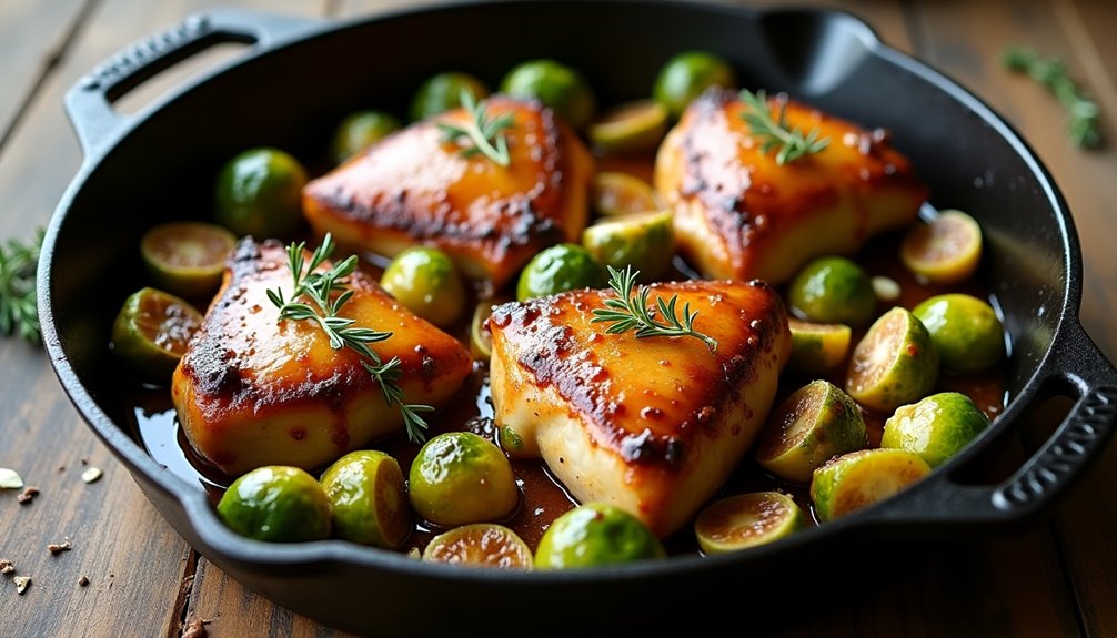 savory aromatic chicken and sprouts