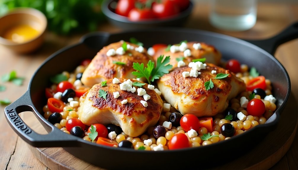savory greek inspired chicken and couscous