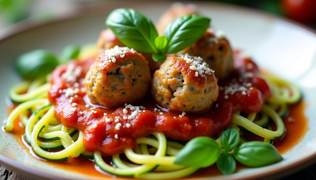 savory italian turkey meatball zucchini noodles