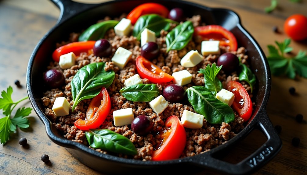 savory mediterranean inspired ground beef skillet