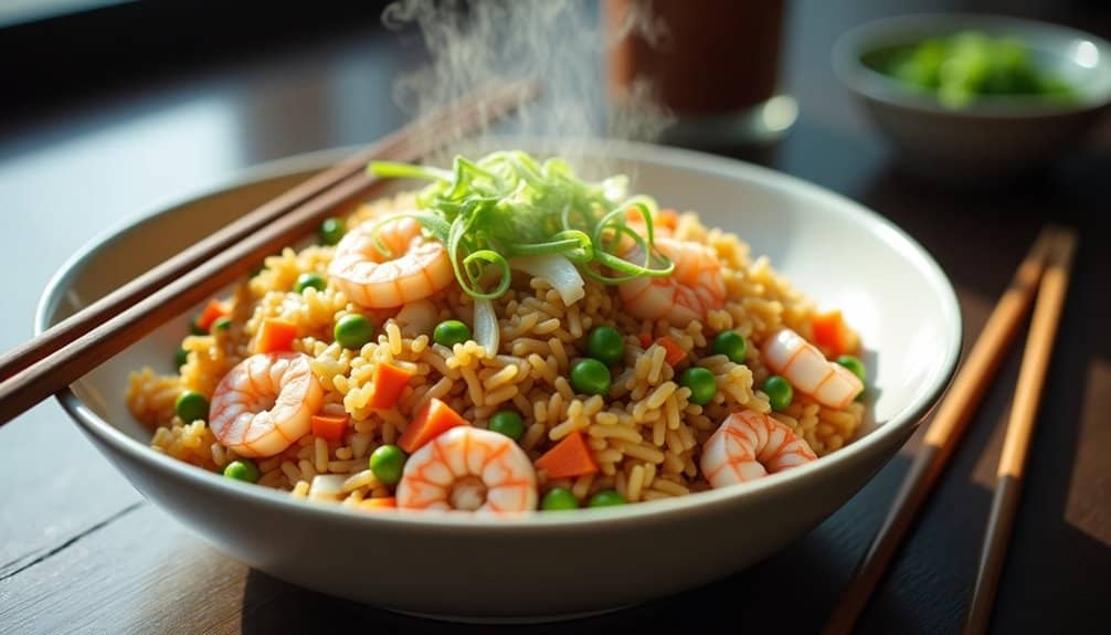 savory seafood infused sizzling rice dish