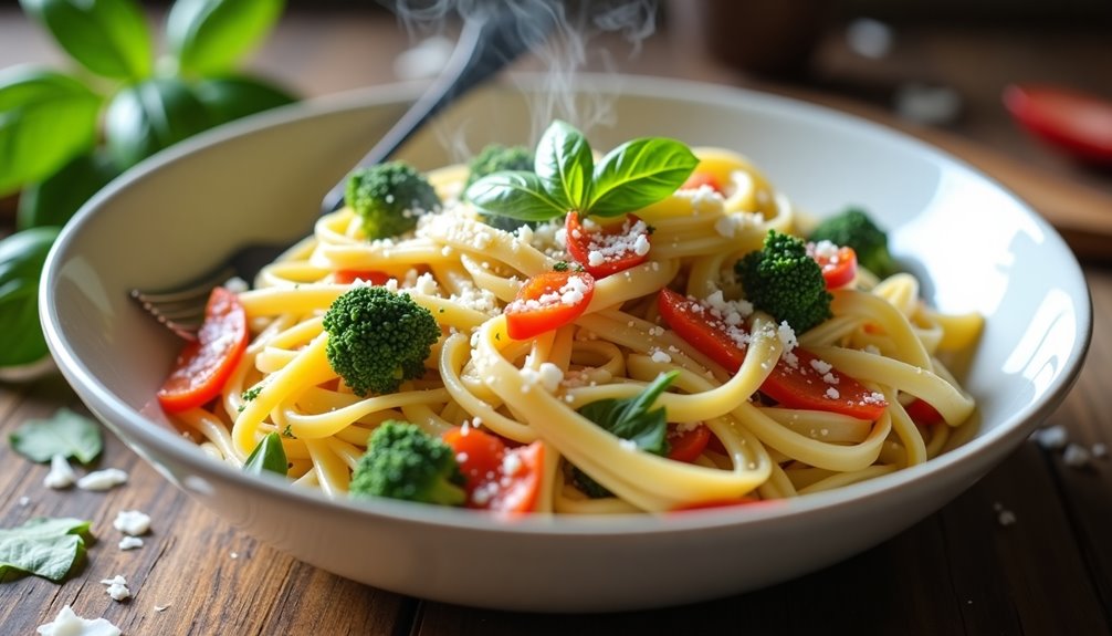 serving size vegetable laden pasta dish