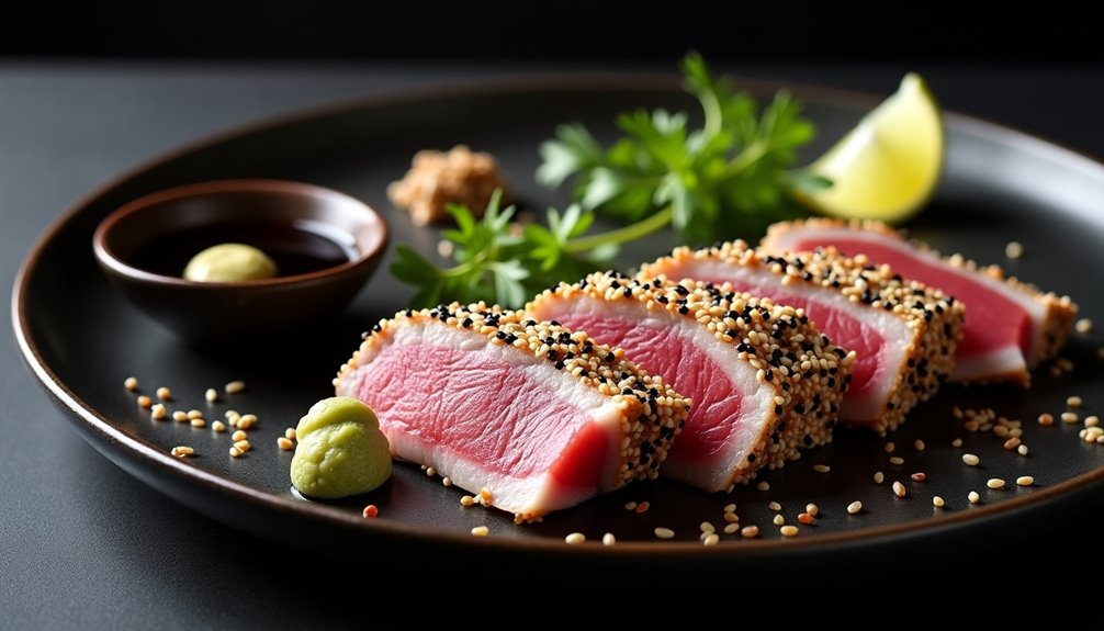 sesame encrusted tuna steak delicacy