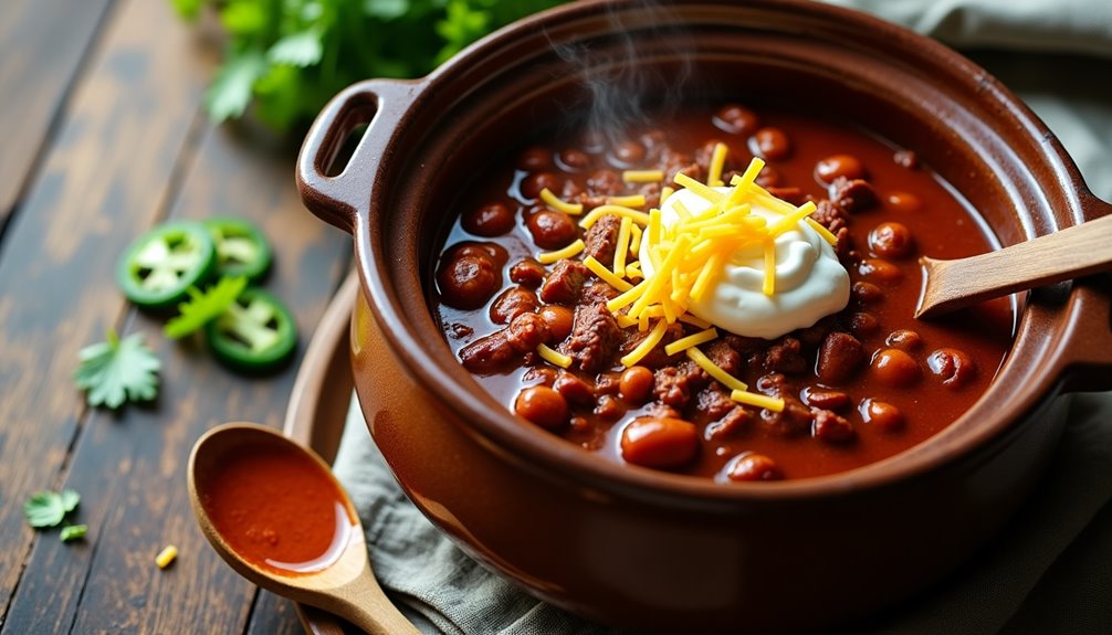 simple slow cooked hearty chili