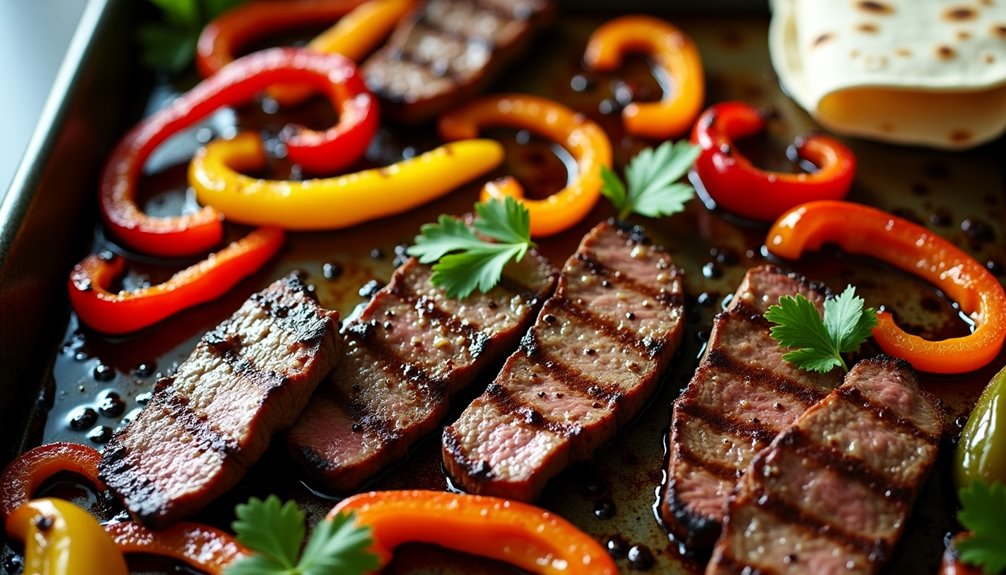 sizzling sheet pan beef fajitas